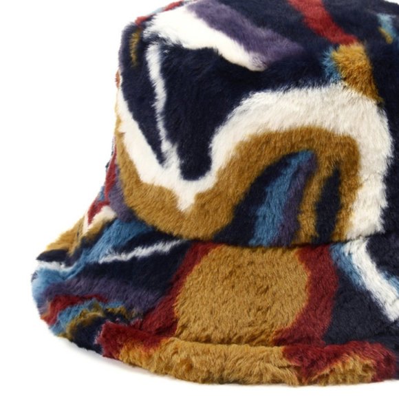 NEW Multi Color Soft Fluffy Plush Faux Fur Adjustable Cozy Fisherman Bucket Hat - Picture 5 of 11